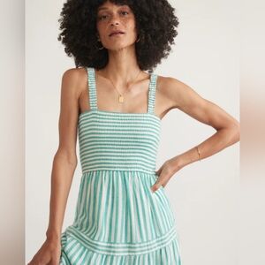 Marine Layer Selene Maxi Dress, Deep Aqua Stripe, Size S